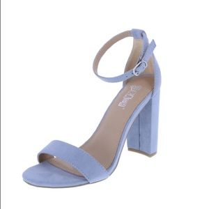 Baby blue heeled sandals